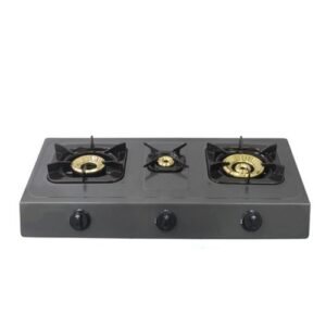 Mika Gas Stove Table Top Non Stick Body Double Burner Grey