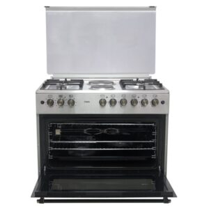 MIKA STANDING COOKER, 90cm X 60cm, 4 + 2, ELECTRIC OVEN, Half Inox MST90PU42HI/HC